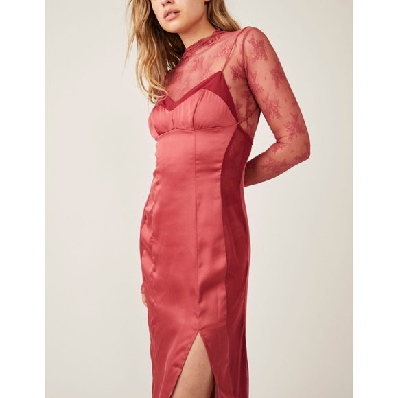 FREE PEOPLE City Cool Midi Slip / Venetian Red - Picture 4 of 6
